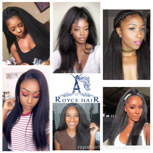 Wholesale 100% Brazilian Mink Human Hair Swiss Lace Frontal Kinky Straight  HD Full Lace Closure Wig With Baby Hair